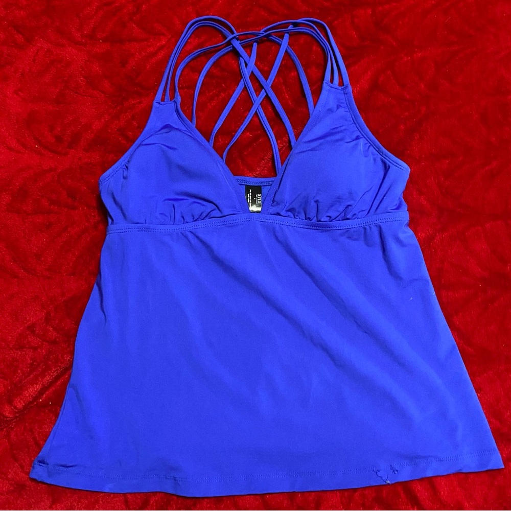 CLOSET CLEAN OUT Like New Medium Ana Tankini Top Beautiful Blue Padding Slimming - Picture 6 of 14
